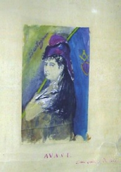 Dibuix amb l'escut de la Lògia Avant a la Biblioteca Arús